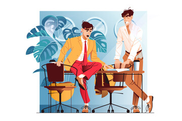 Two businessmen negotiate and discuss deal