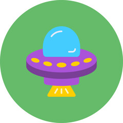 Ufo Multicolor Circle Flat Icon