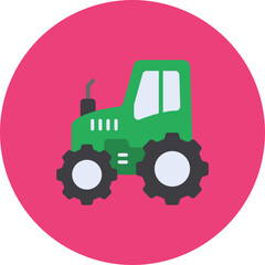 Tractor Multicolor Circle Flat Icon