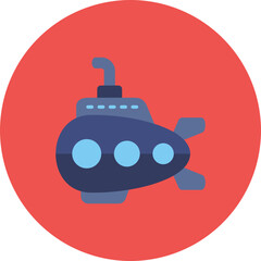 Submarine Multicolor Circle Flat Icon