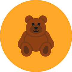 Teddy Bear Multicolor Circle Flat Icon
