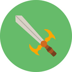Sword Multicolor Circle Flat Icon