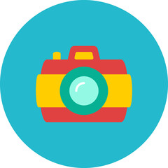 Camera Multicolor Circle Flat Icon