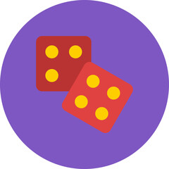 Dice Multicolor Circle Flat Icon
