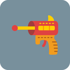 Space Gun Multicolor Round Corner Flat Icon