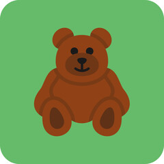 Teddy Bear Multicolor Round Corner Flat Icon