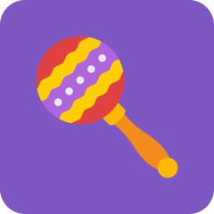Rattle Multicolor Round Corner Flat Icon