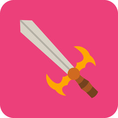 Sword Multicolor Round Corner Flat Icon