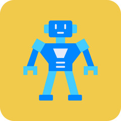 Robot Multicolor Round Corner Flat Icon