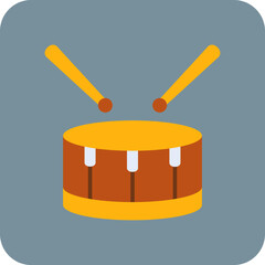 Drum Multicolor Round Corner Flat Icon