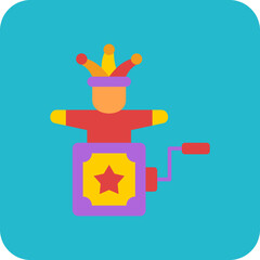 Jack In The Box Multicolor Round Corner Flat Icon
