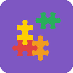 Puzzle Multicolor Round Corner Flat Icon
