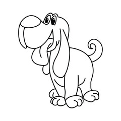 Funny dog cartoon characters vector illustration. For kids coloring book.