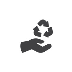 Hand and Recycle sign vector icon
