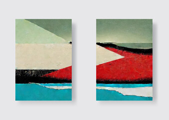 Abstract Hand Painted Illustrations for Wall Decoration, Postcard set.