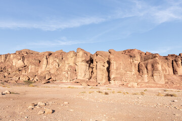 Fototapeta na wymiar Famous Pillars of King Solomon in the national park Timna, near the city of Eilat, in southern Israel