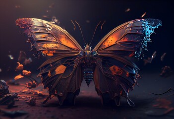 Butterfly abstract digital innovation futuristic transform evolution concept New normal after coronavirus crisis lockdown social distancing world life change disrupt use strategy. Generative AI