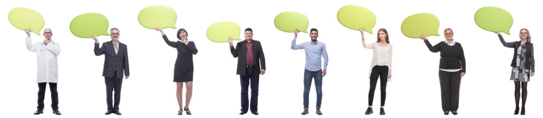 group of successful business people with comments