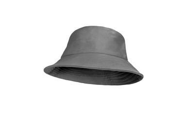 Black bucket hat isolated on white background