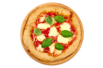 Pizza napoletana, italian traditional cuisine, isolated on white background.