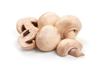Champignons, close-up, isolated on white background.