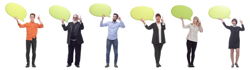 group of successful business people with comments