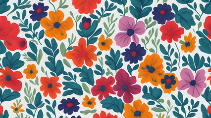 Fototapeta na wymiar simple colorful flowers pattern, seamless floral pattern, seamless pattern with flowers, seamless pattern with red flowers, seamless floral background