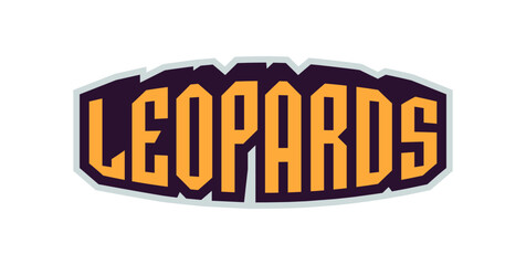 Bold sports font for leopard logo. Text style lettering for esport, leopard mascot logo, sport team, college club. Vector illustration isolated on background
