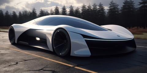 Fototapeta na wymiar A futuristic EV concept car featuring aerodynamic design and innovative renewable energy technologies | generative AI