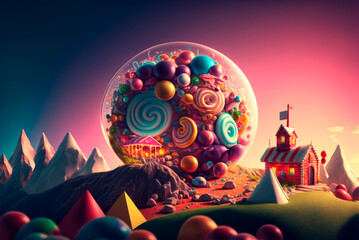 A magical world filled with sweets and candy