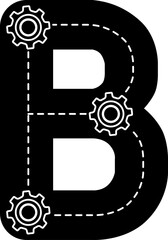 Letter B includes gear Icon