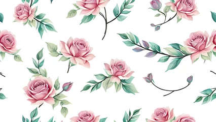 Poster simple colorful flowers pattern with white background, rose pattern, pink flowers pattern, seamless floral pattern, seamless pattern with flowers, seamless pattern with pink flowers © Ameer