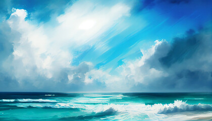 Fototapeta na wymiar Generative AI, Seaside Serenity: An Abstract Cloud Formation of Calm Ocean Breezes
