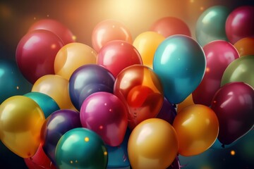 Colorful balloons background. Celebration and party concept. 3D Rendering, Generative Ai