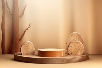 3d render of podium for product presentation. Abstract background with empty round stage., Generative Ai