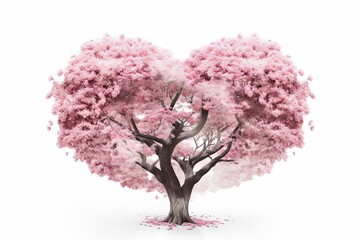 Obraz premium Heart shaped sakura tree on white background