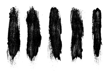 Set of ink black abstract paint stroke isolated on white background. Paint droplets. Digitally generated image. Vector design elements, illustration, EPS 10.