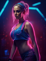 The dynamic and energetic essence of a fitness model training in a gym. Generative AI