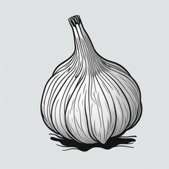 Garlic Illustration with white background, Vector Art Style, generative AI