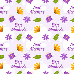 Happy Mother Day Seamless Pattern Design in Element Decoration Template Hand Drawn Cartoon Flat Illustration