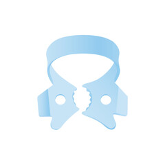 Dental Stainless Steel Rubber Dam Clamp. Dental Oral Tool. Modern Flat Vector Illustration.