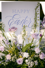 Easter sign with flowers