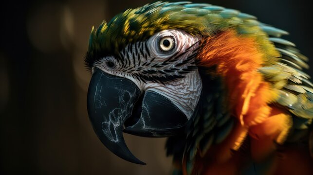 parrot Close Up portrait. Generative AI