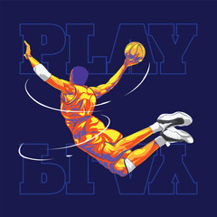basketball play slam dunk illustration © akhid