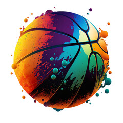 basketball with full color concept isolated background (created with generative AI)