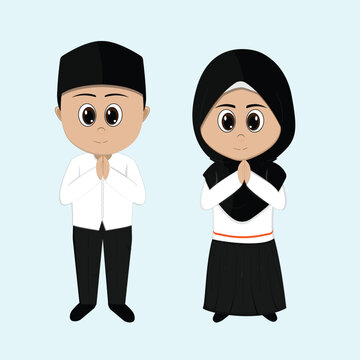 Muslim Boy And Muslimah Girl Feeling Sorry And Apologize