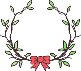 Easter Day Wreath Flat Hand Drawn Illustration