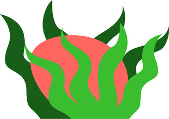 Easter Day Egg in a Grass Flat Hand Drawn Illustration