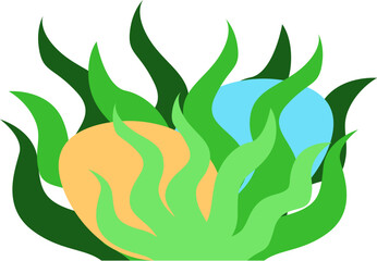 Easter Day Egg in a Grass Flat Hand Drawn Illustration