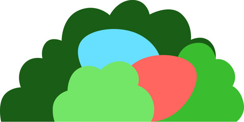 Easter Day Egg in a Grass Flat Hand Drawn Illustration